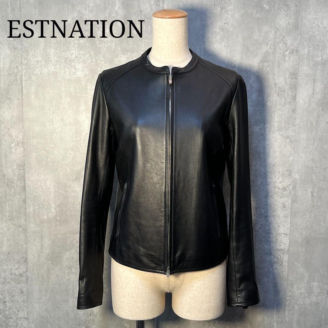 美品☆エストネーション 本革 羊革 ラムレザー ライダースジャケット 柔らかい革