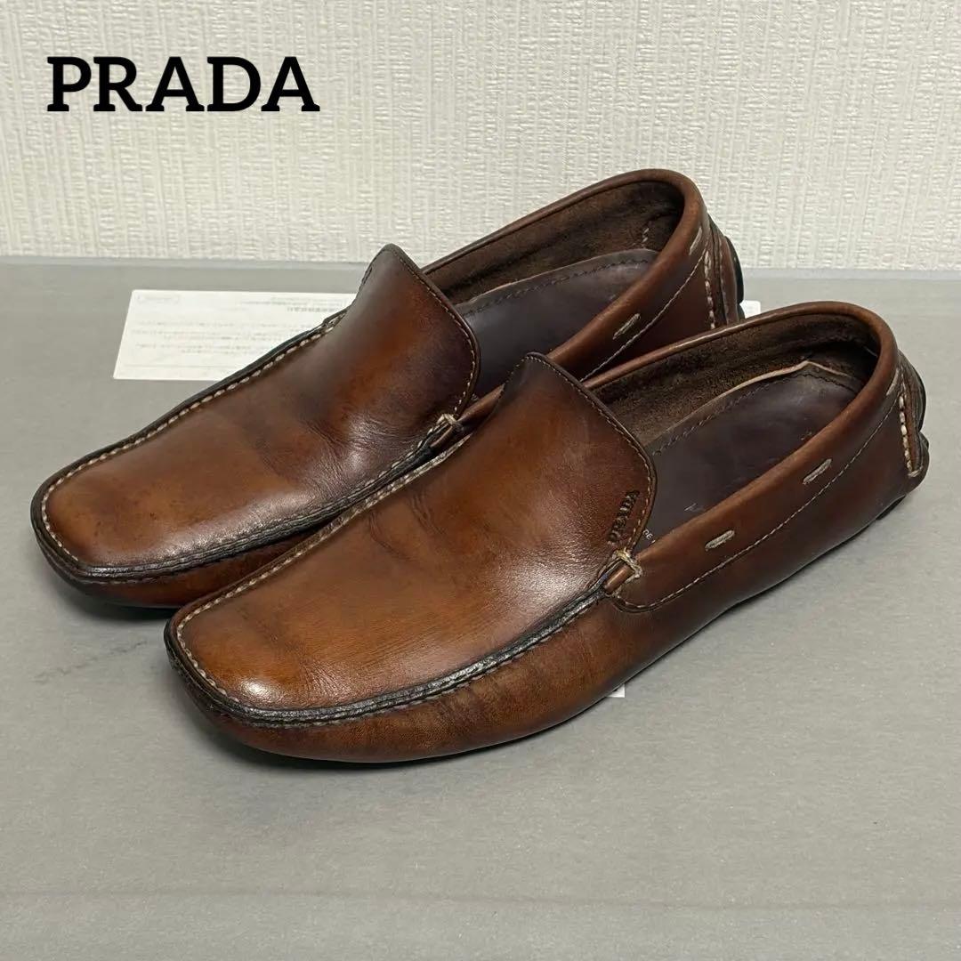 PRADA ドライビングシューズ ブラウン 24.5cm(6 1/2)
