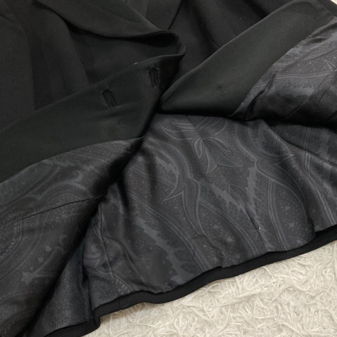 17541✨エトロ 46 2XL ダブルジャケット 裏地ペイズリー 総柄 黒