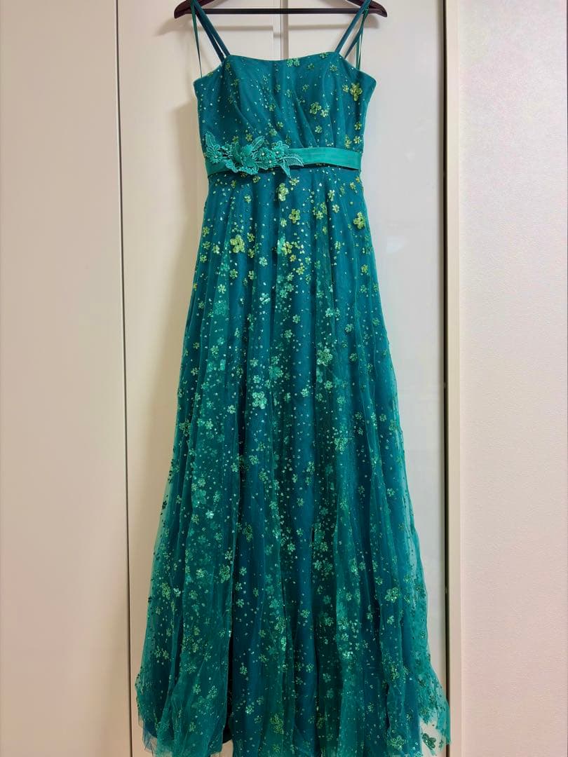 アナベル　ロングドレス　緑　ラメ