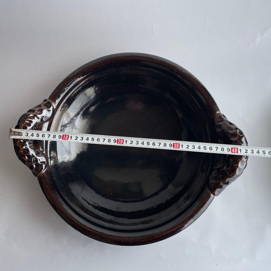 土楽窯　黒鍋　一尺一寸