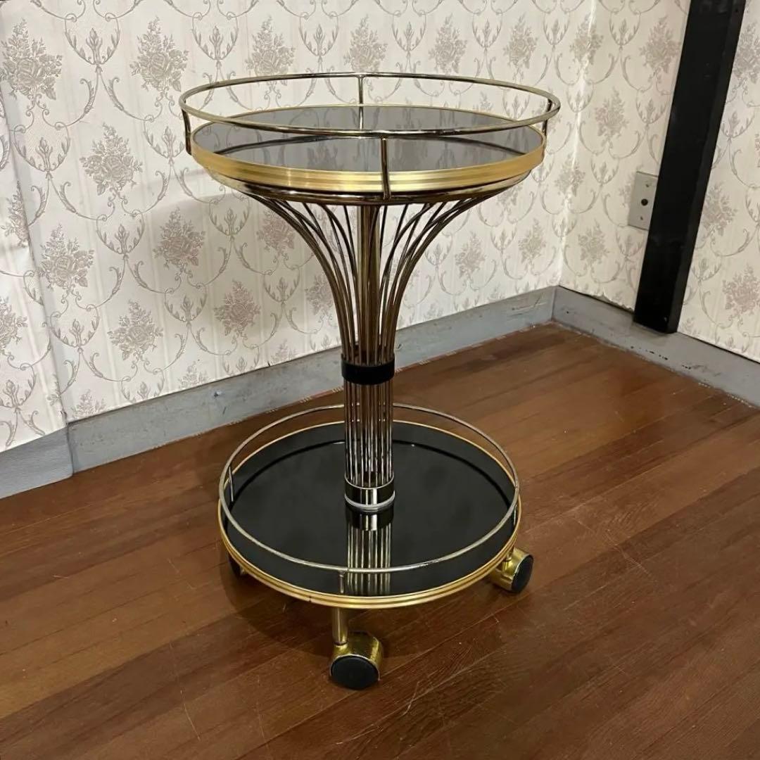 【アンティーク】光製作所 アイアンフレーム キャスター付 サイドワゴン 古道具