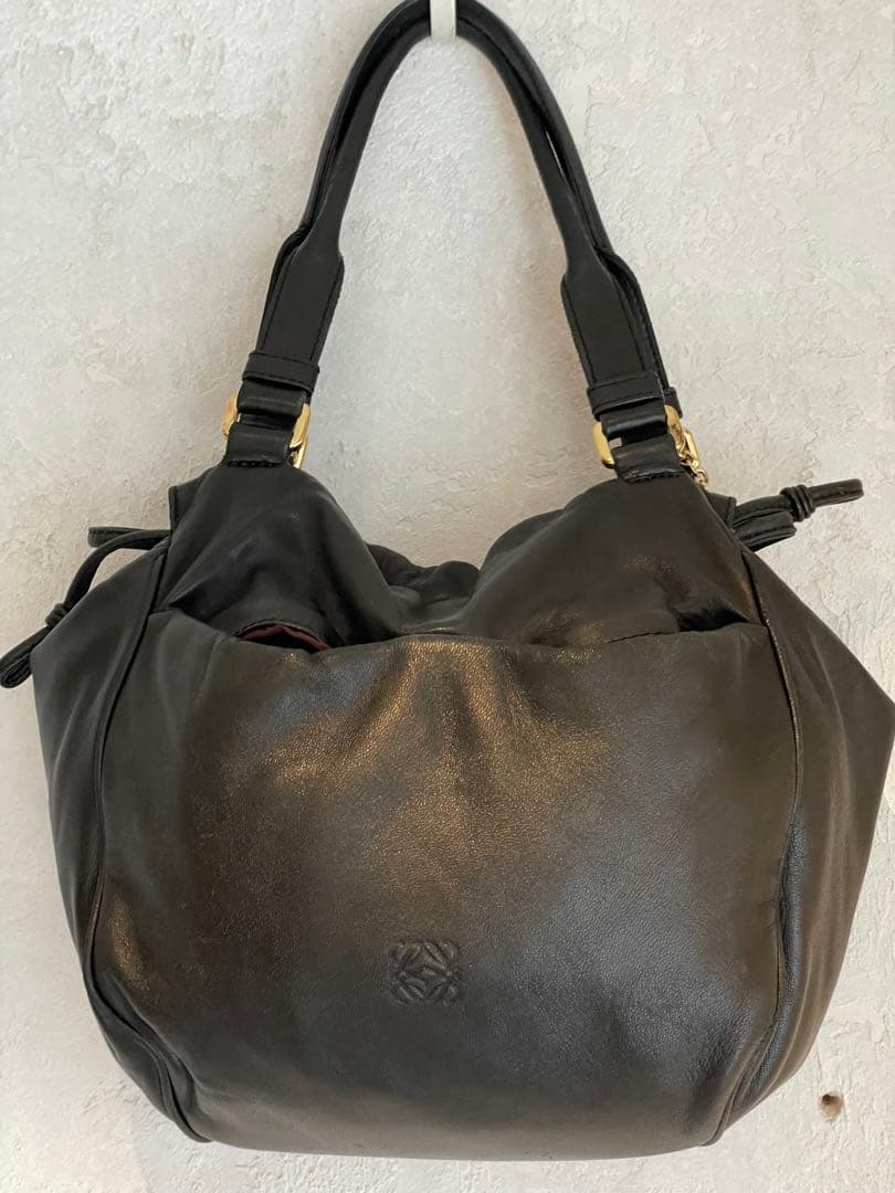 【美品】LOEWE ナッパレザー アナグラム　ハンドバッグ ブラック 黒