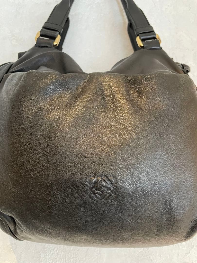 【美品】LOEWE ナッパレザー アナグラム　ハンドバッグ ブラック 黒