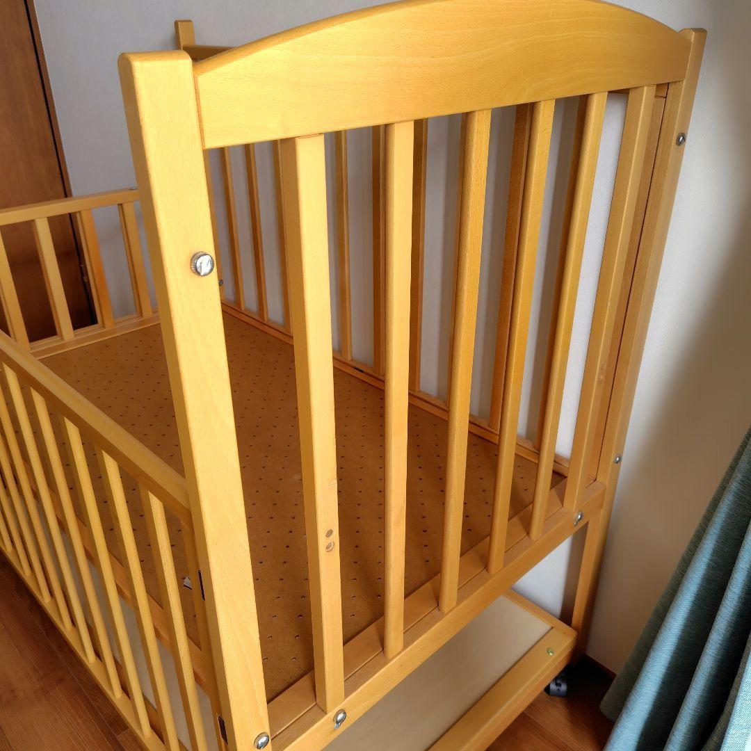 カトージ　ベビーベッド　ハイタイプ　ツーオープン　ナチュラル