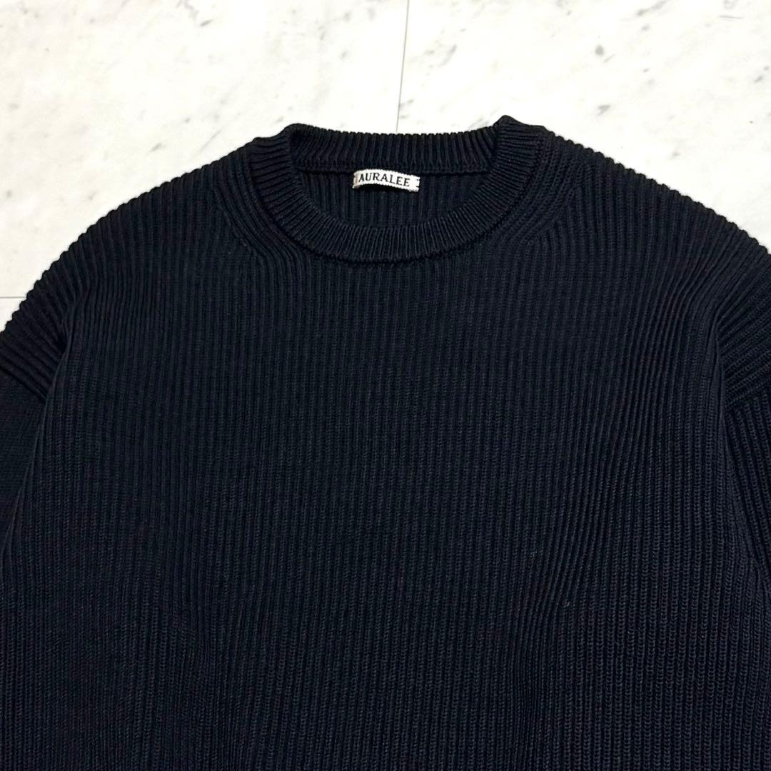 美品 AURALEE スーパーファインウール リブニット ビッグセーター 黒 4