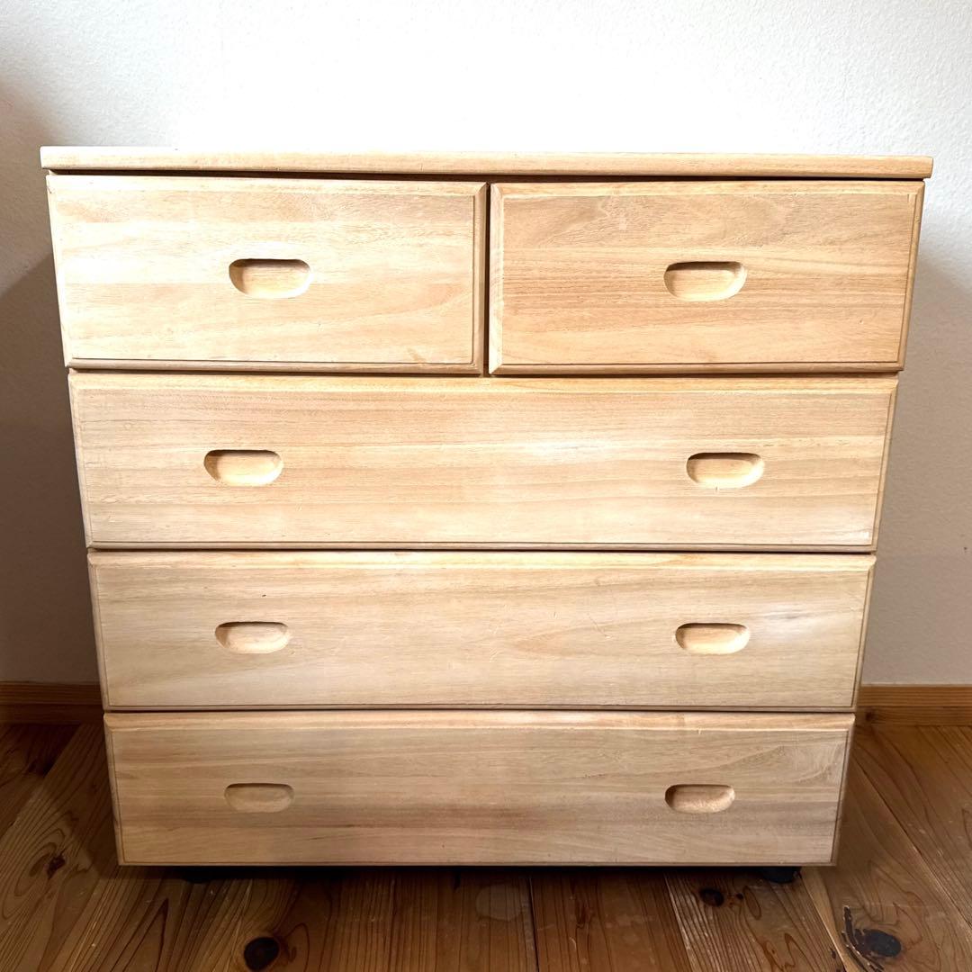 ディノス　押入れ　桐タンス4段　キャスター付き