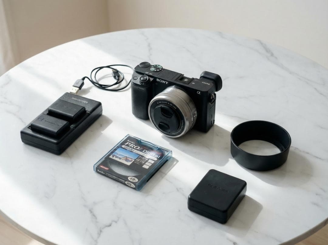 【美品】SONY α6400 レンズキット シルバーレンズ 予備バッテリー付