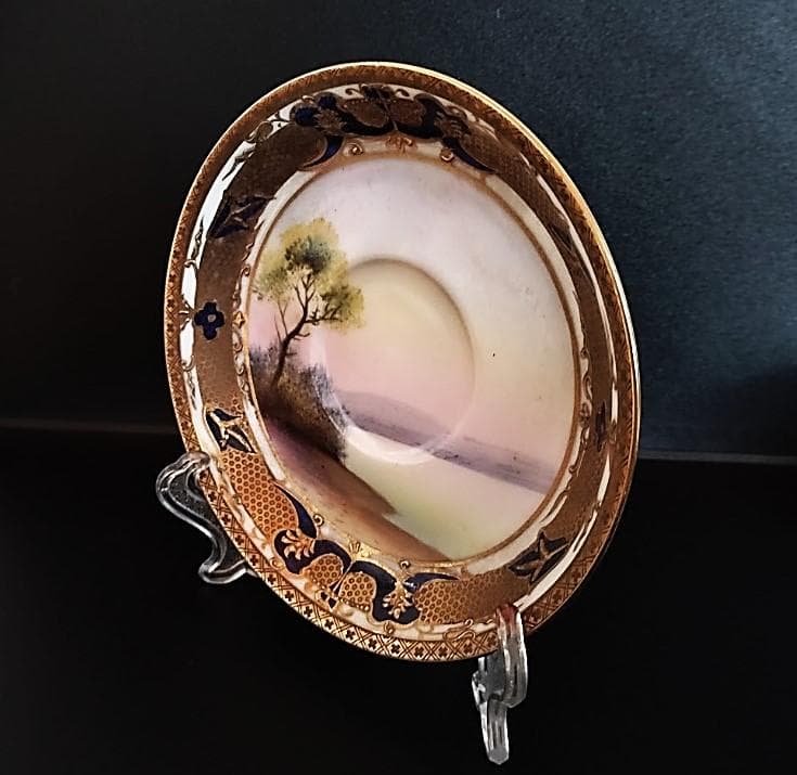 超豪華！オールドノリタケ金盛 湖畔の風景 カップ&ソーサ 1906年 初期マルキ