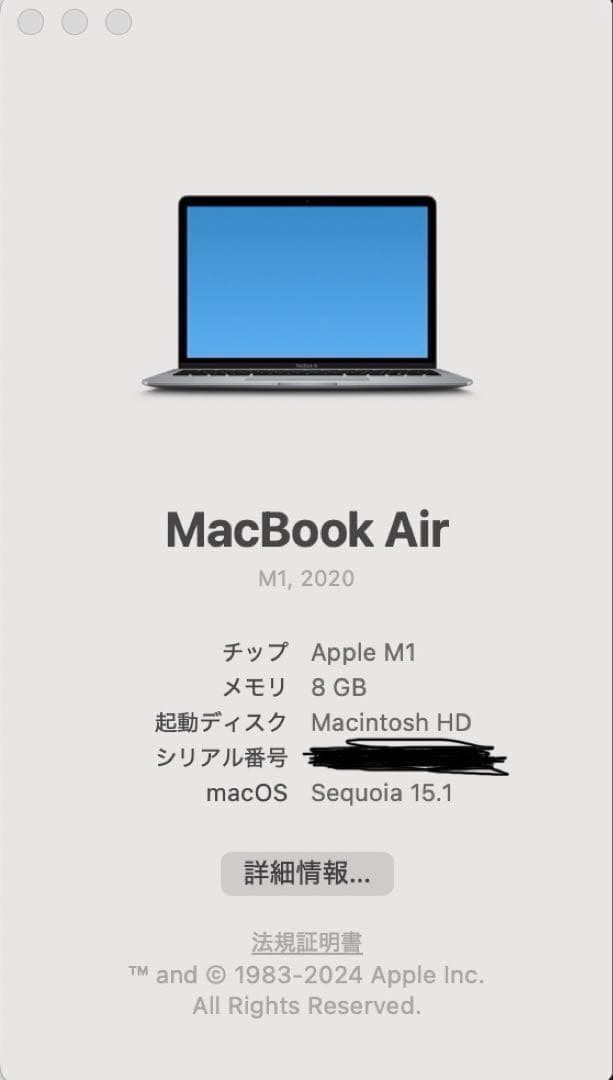 MacBook Air M1 8GB 256GB｜Sonoma｜箱付・初期化済