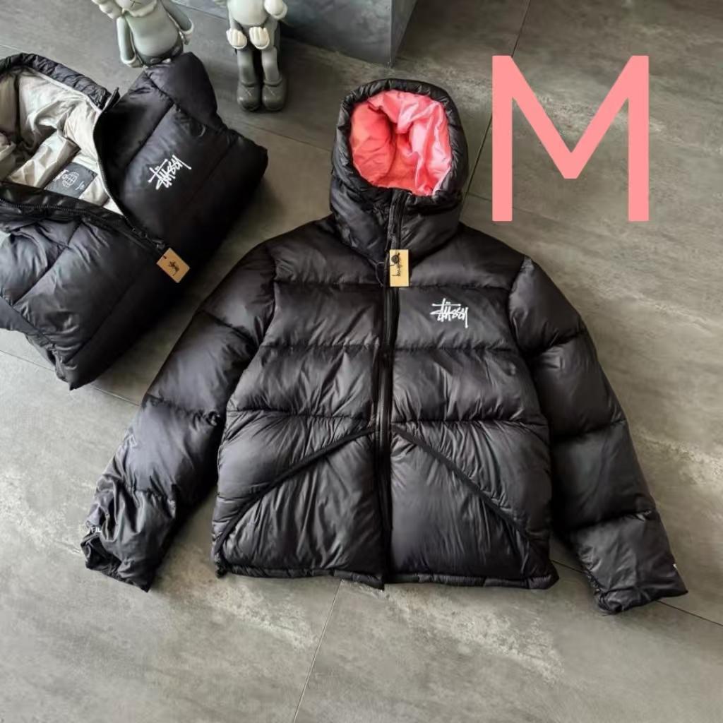 Stussy ジャケット ダウンジャケット 刺繍 Mサイズ グレー/ブラック