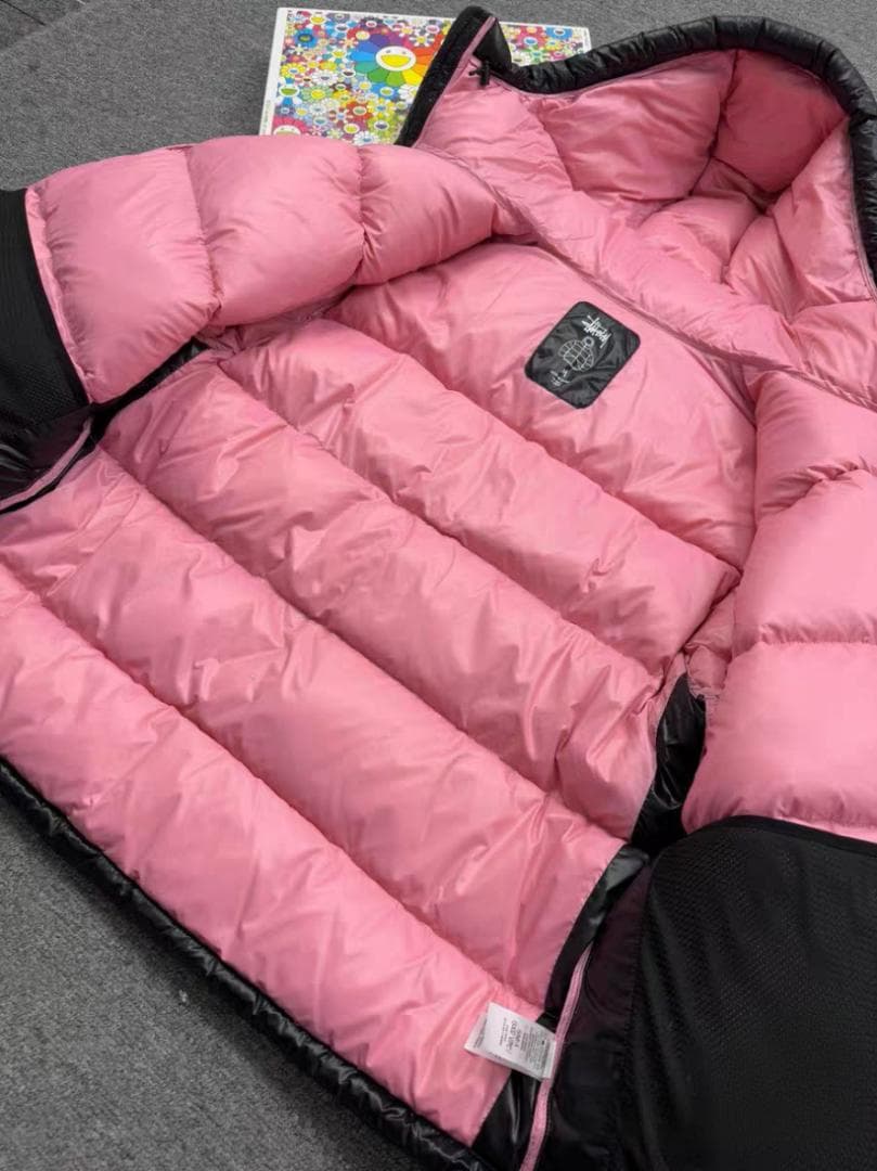 Stussy ジャケット ダウンジャケット 刺繍 Mサイズ グレー/ブラック