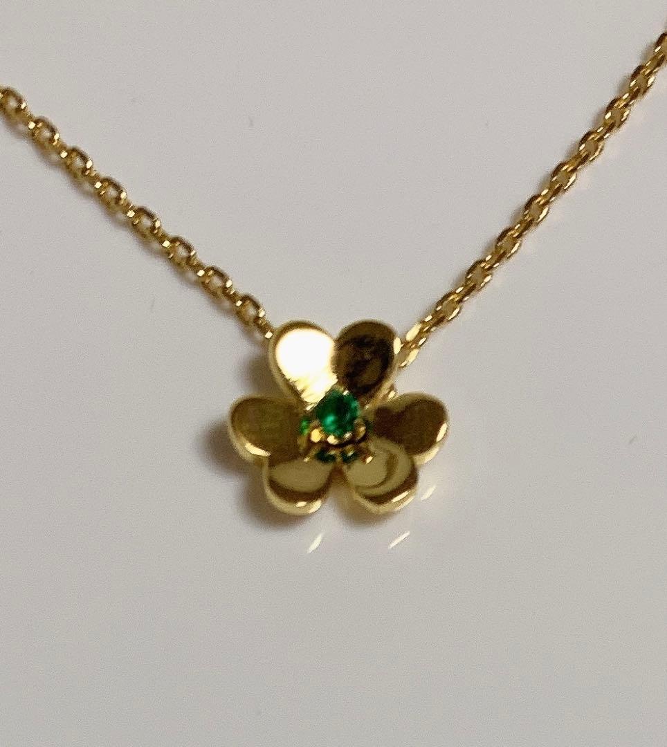 YG ミニフラワー エメラルド ネックレス