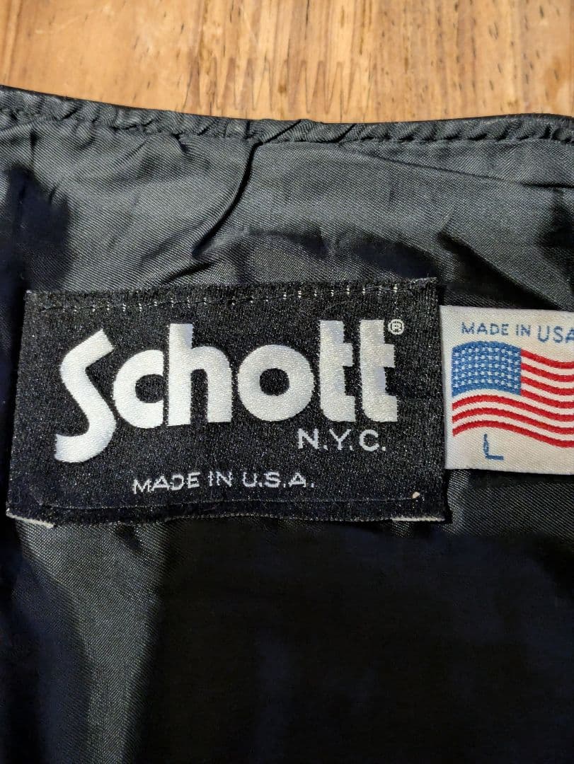 o*b様 schott レザーベスト424V　 ブラック　L　USA製
