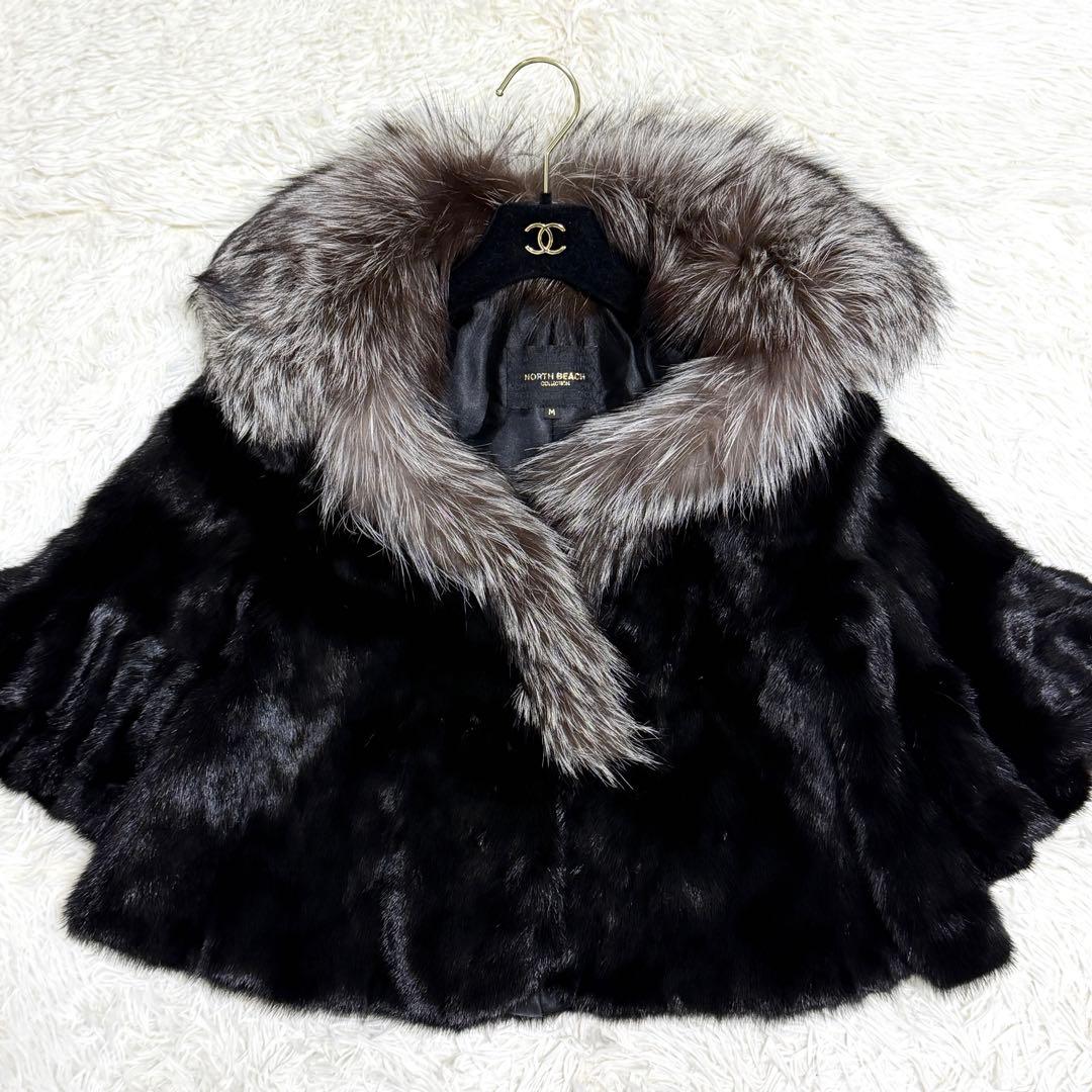 【極美品】ノースビーチ ファージャケット ミンク シルバーフォックス 羽織り M