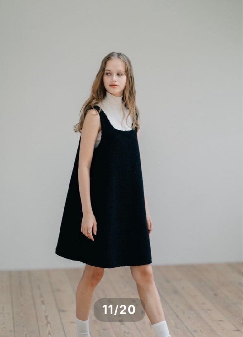 pois ポワ スクエアプードルワンピース ブラック　Sサイズ