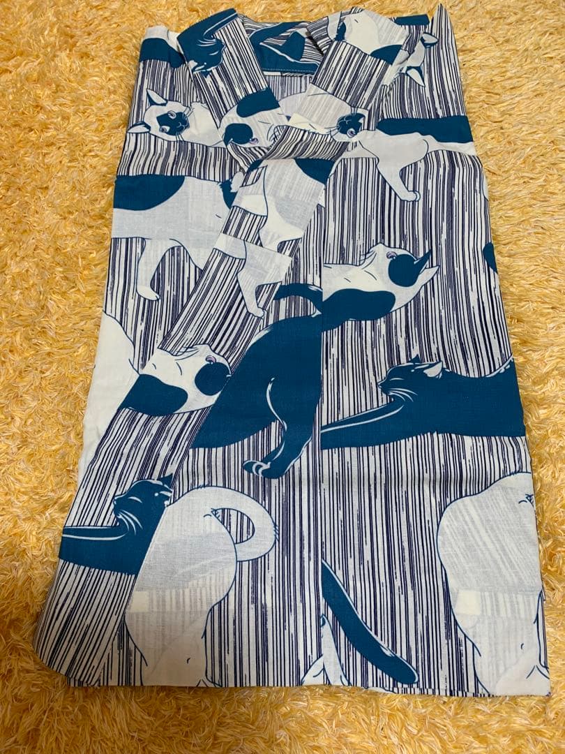 最終値下げ！　新品　猫柄　浴衣と帯　ねこ　にゃんこ