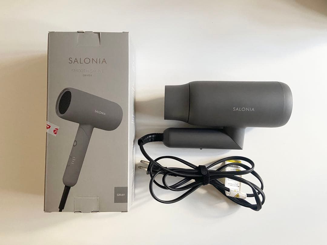 SALONIA ヘアドライヤー グレー　速乾　サロニアスムースシャインドライヤー