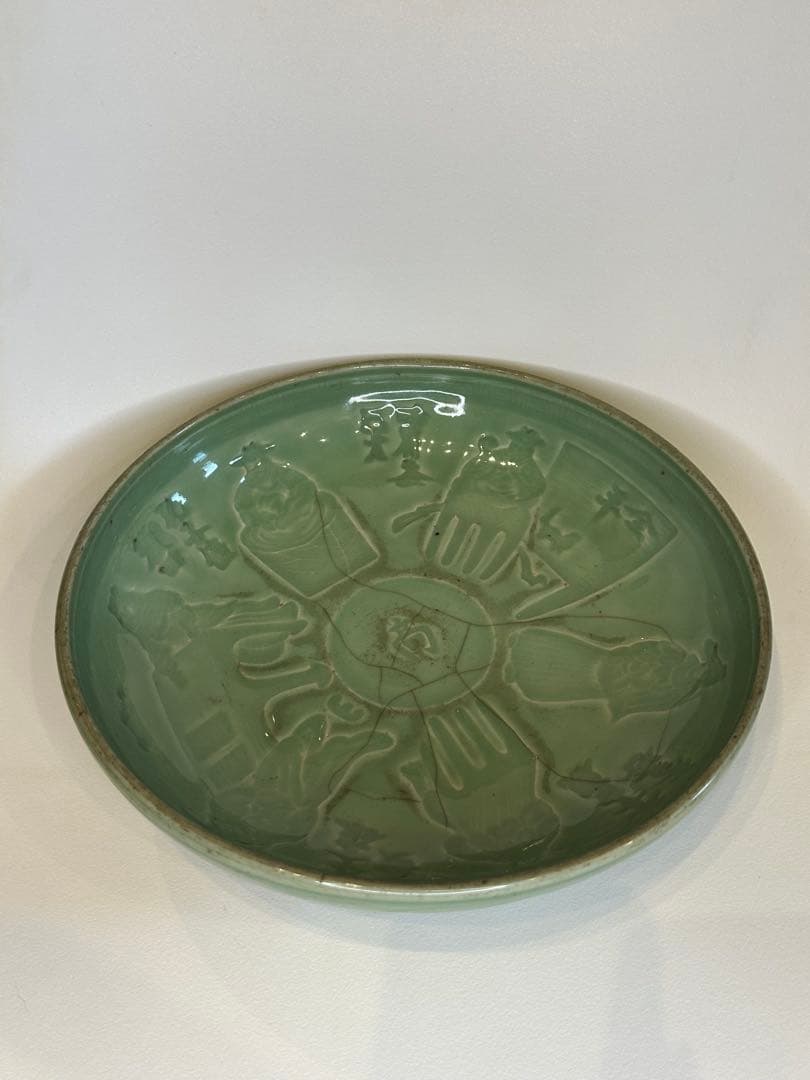 明代　龍泉窯　青磁盤　共箱付