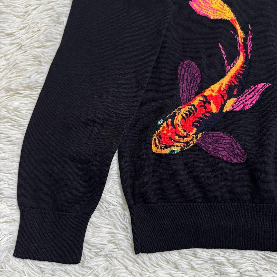 【美品】ポールスミス クルーネック ニット セーター ブラック 鯉 花柄 S