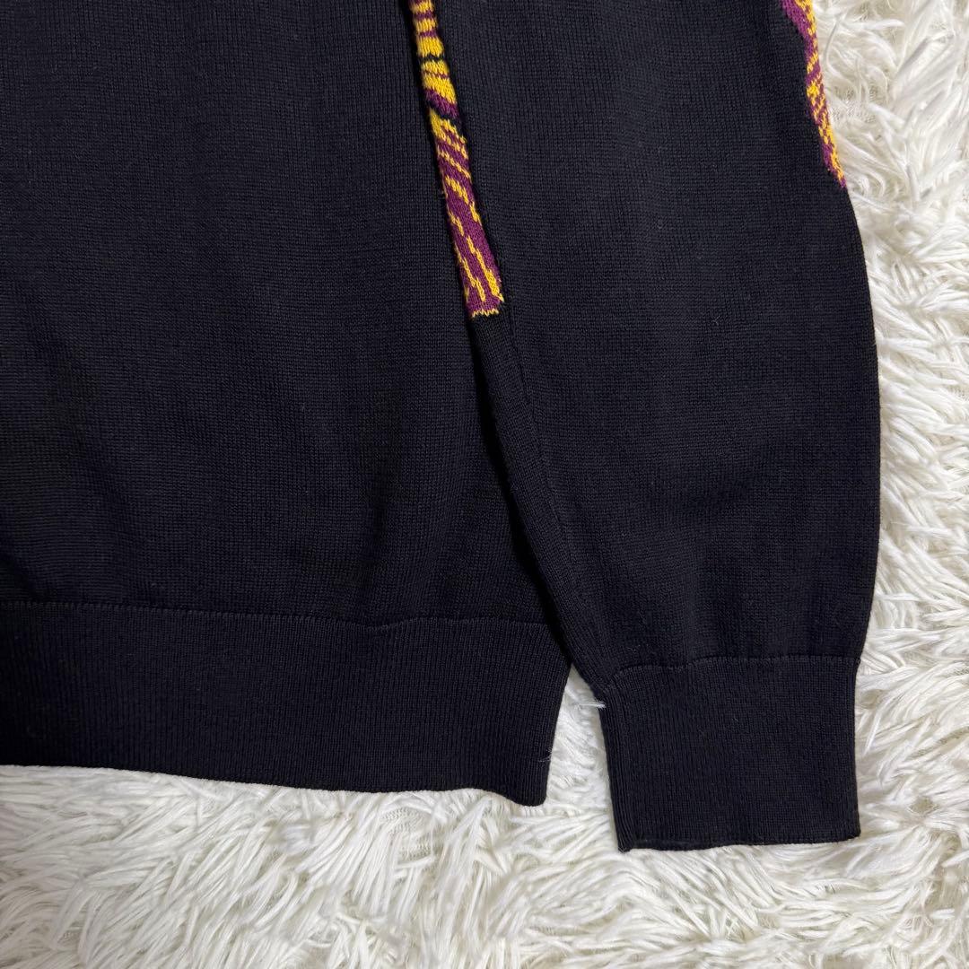 【美品】ポールスミス クルーネック ニット セーター ブラック 鯉 花柄 S