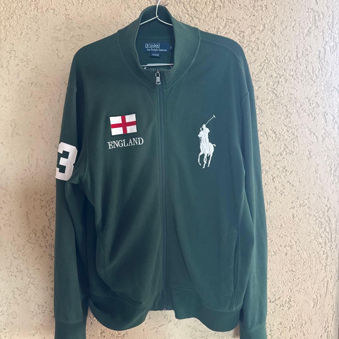 ポロバイラルフローレン ビッグポニー刺繍フルジップスウェット　グリーン LL