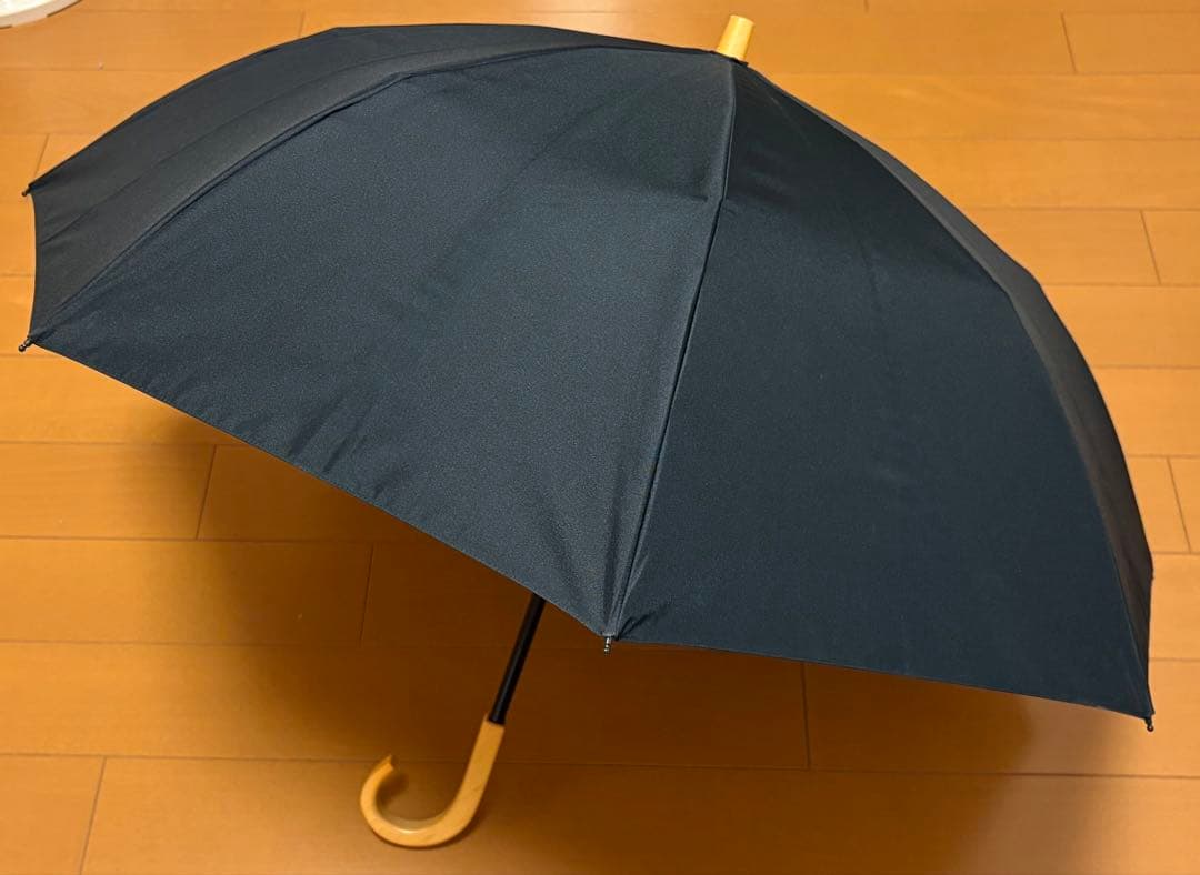 サンバリア100　２段折 無地　黒　木曲がり手元