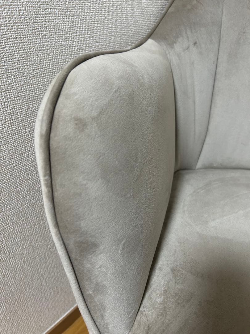一人がけソファ　グレー ベルベット アームチェア