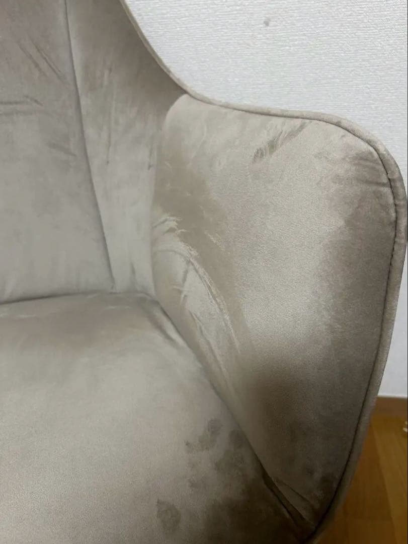 一人がけソファ　グレー ベルベット アームチェア