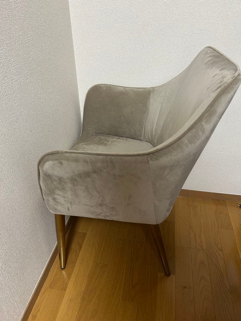 一人がけソファ　グレー ベルベット アームチェア