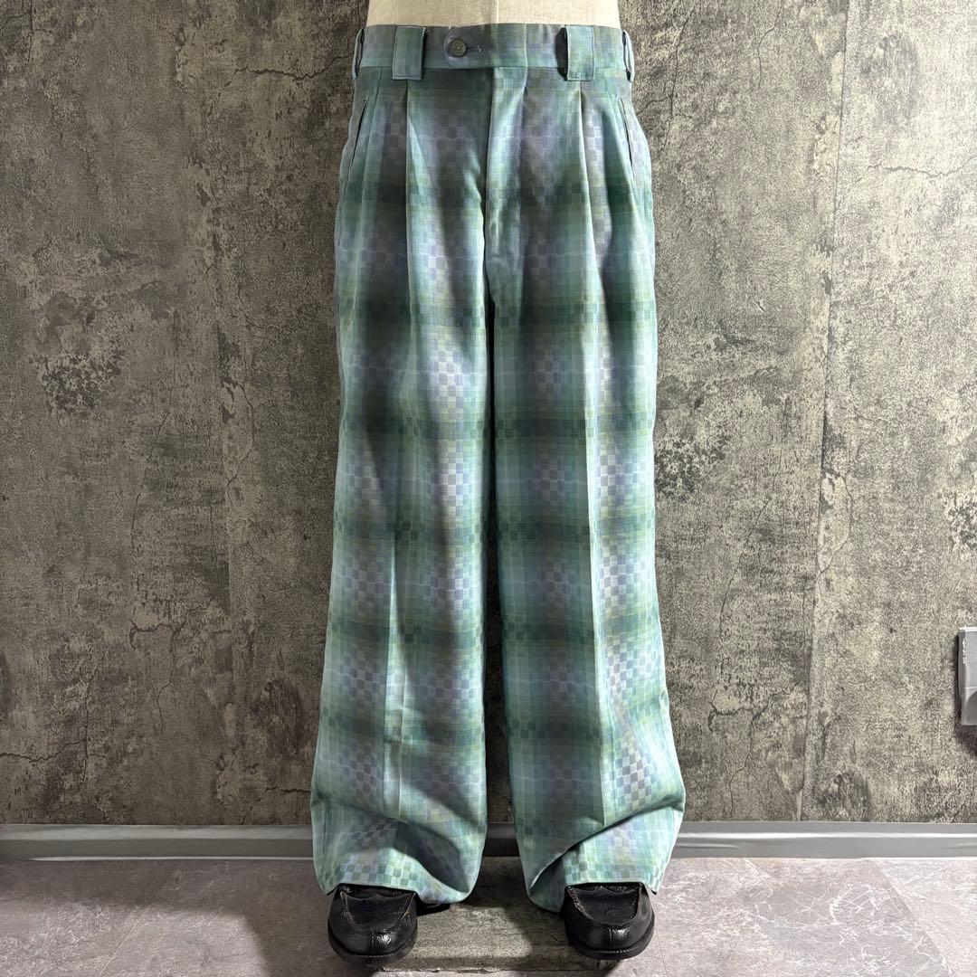 パンツ 90s BALENCIAGA wide wool check slacks