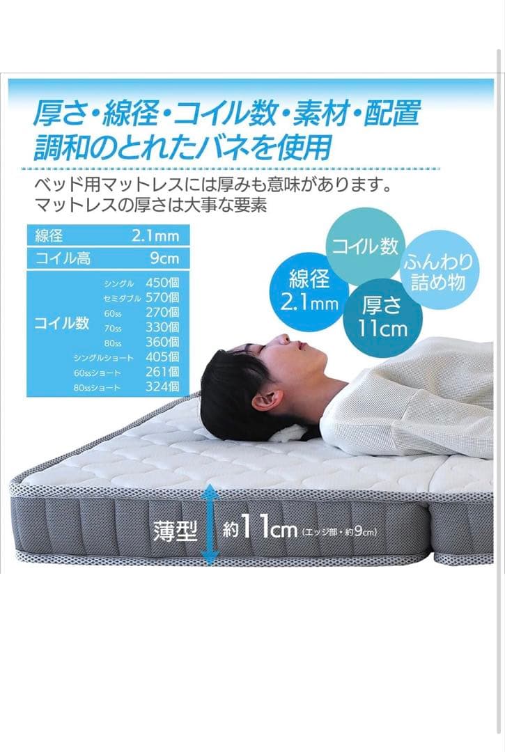 【ベッドアンドマットレス】 折りたたみ マットレス 三つ折り ポケットコイル