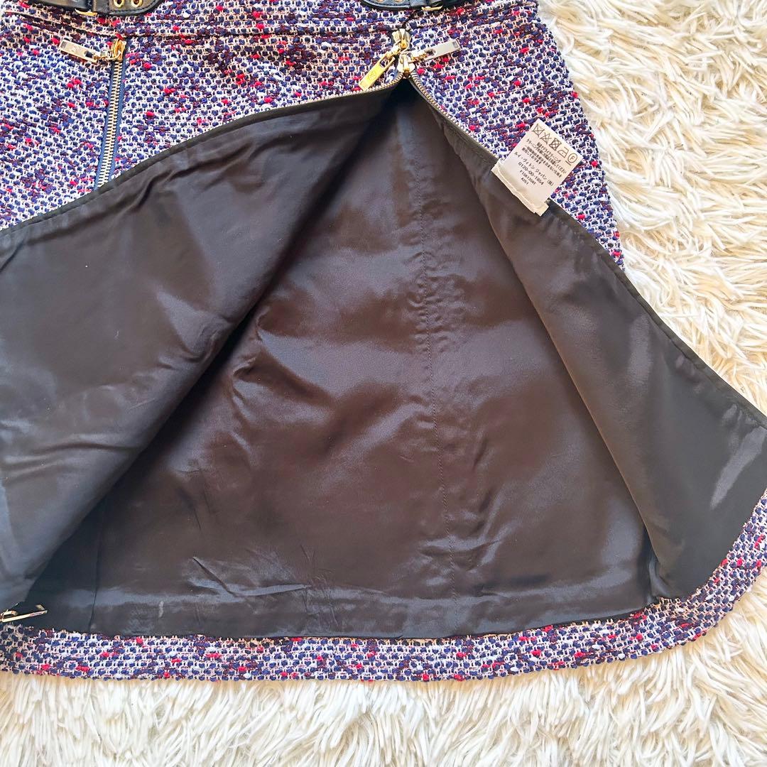 ✨未使用✨ルイヴィトン ツイード　ミニスカート　ダブルジップ　ピンクパープル