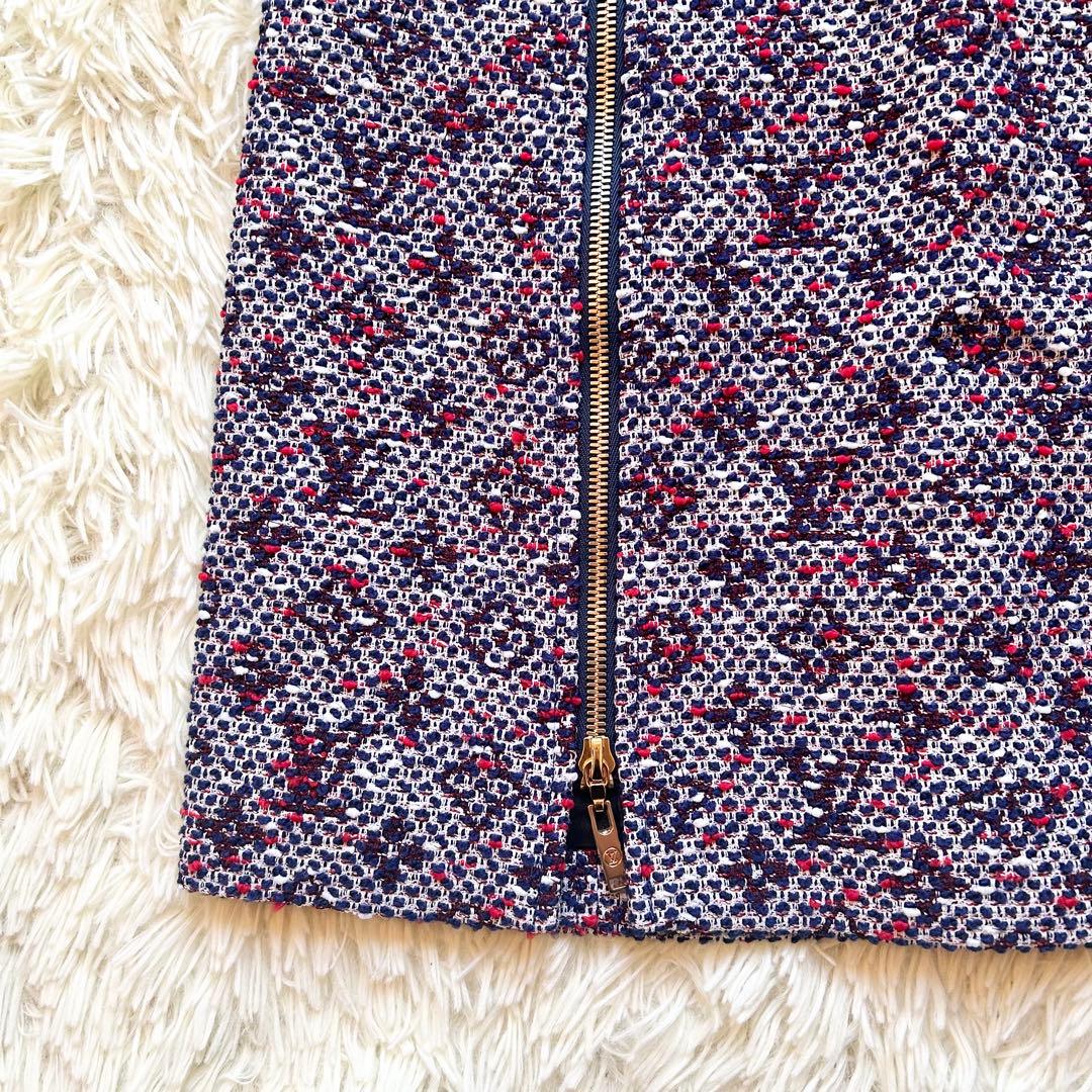 ✨未使用✨ルイヴィトン ツイード　ミニスカート　ダブルジップ　ピンクパープル