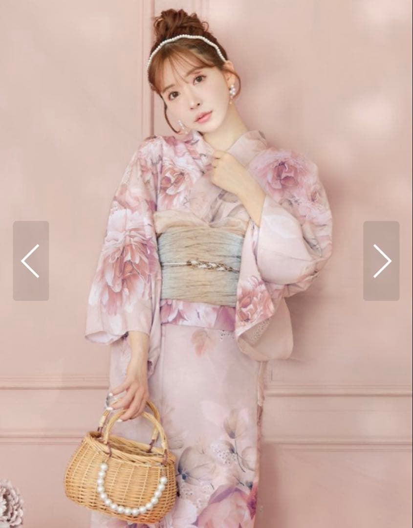 ピンク系花柄 浴衣・帯・浴衣小物「6点セット」