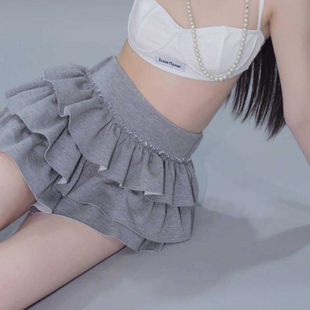 スカート ANDWANG Kirakira frill mini skirt