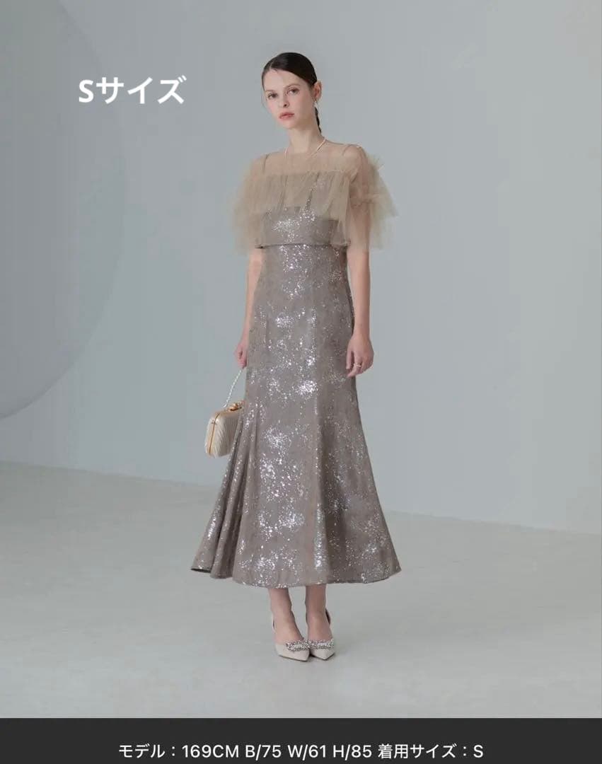 【即日発送対応】LEJA チュールフリルボレロペイントマーメイドドレスワンピース