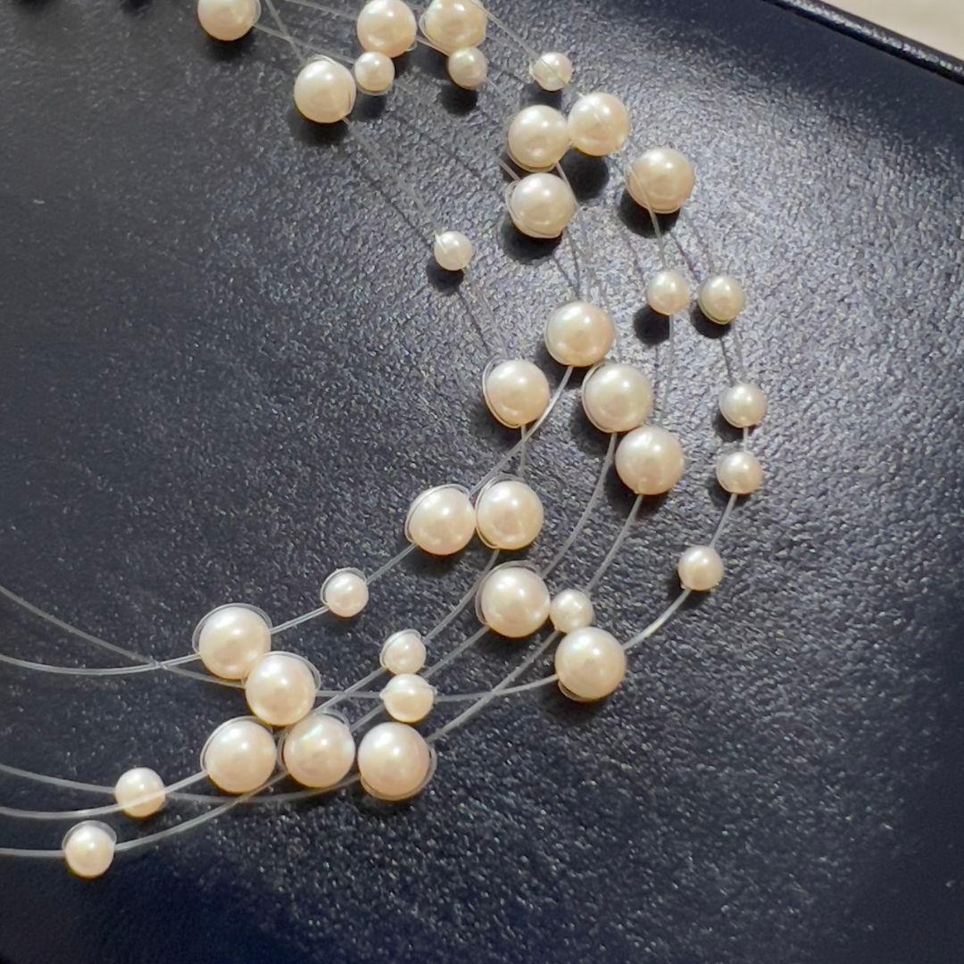 田崎　5連　フローラパールネックレス　ワイヤー　K18　3㎜～5㎜　ベビーパール