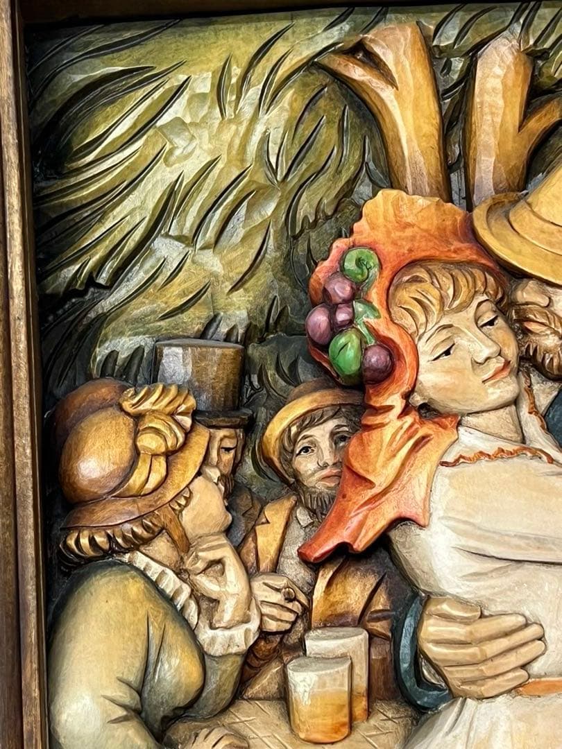 ANRI アンリ　木彫り　P.A. RENOIR ルノワール作品　額装