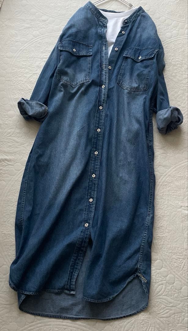 未使用SLOBE IENA LE DENIMバンドカラーロングデニムワンピース