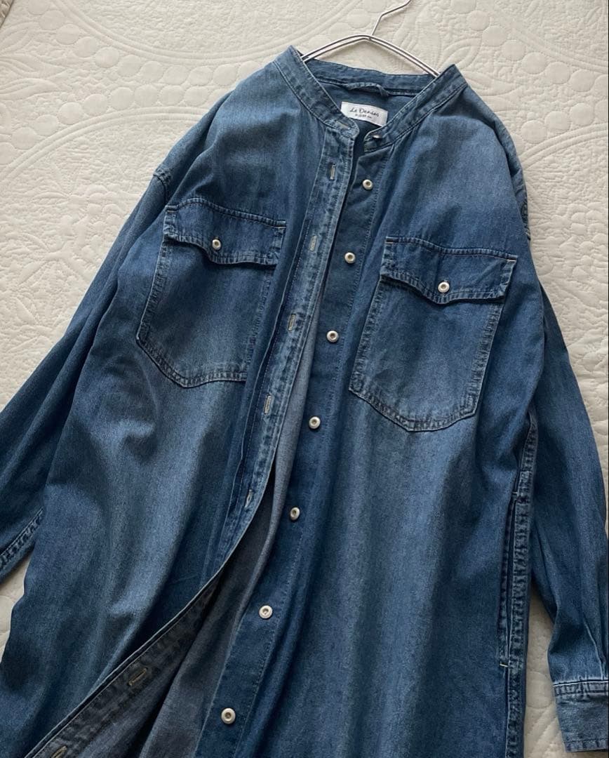 未使用SLOBE IENA LE DENIMバンドカラーロングデニムワンピース