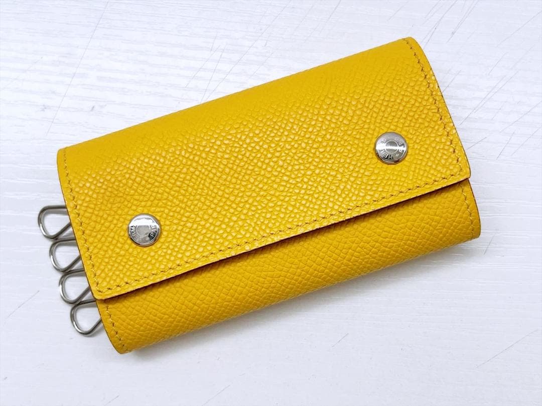 ほぼ未使用　エルメス　エチュイクレ4　キーケース　エプソン　イエロー　□M