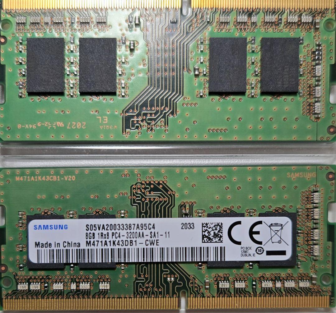 Samsung 2×8GB DDR4 メモリー M471A1K43DB1-CWE
