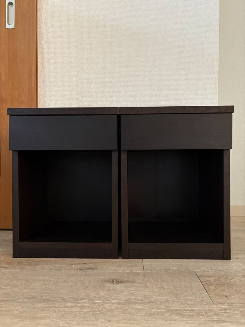 関家具ベッドサイドテーブル ナイトシェルフ 幅35cm ブラウン