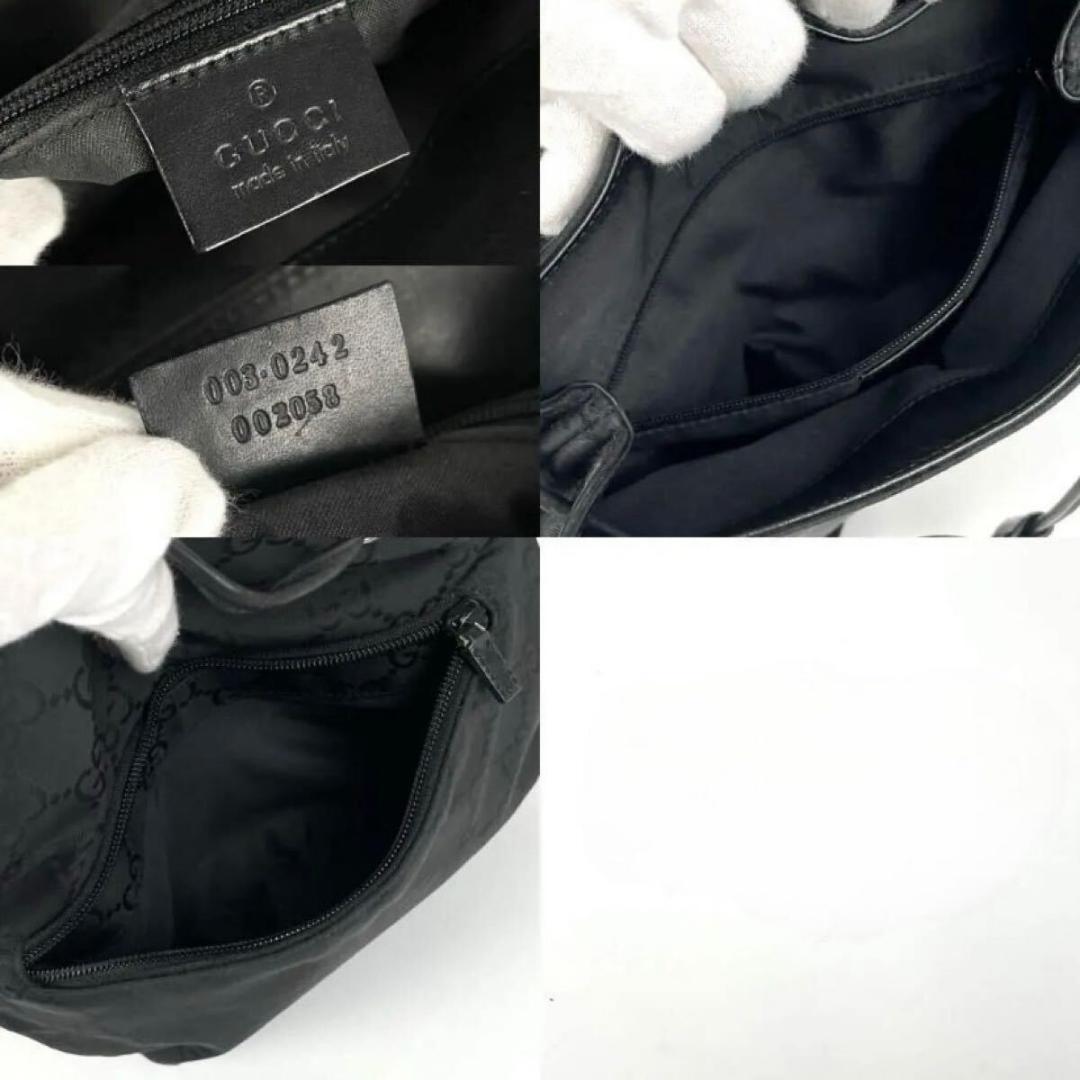 希少 極美品◆ GUCCI ◆リュック 巾着型 GGキャンバス ナイロン レザー