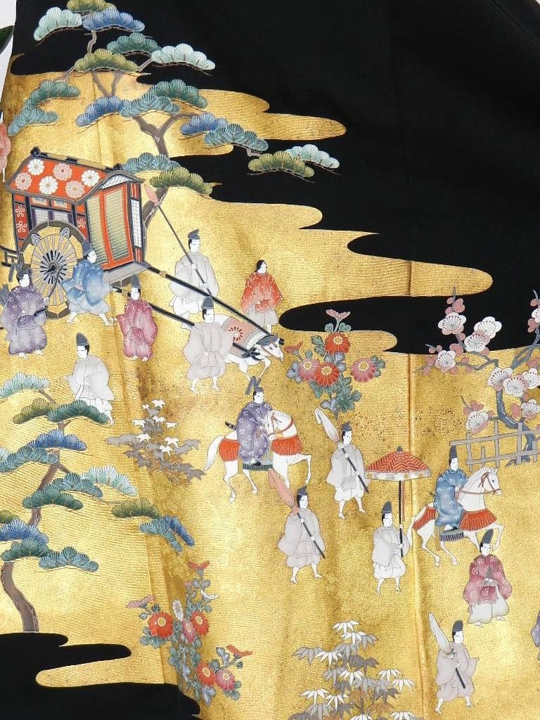 留袖　ワンピース　ドレス　フレアー袖　手書き友禅染　正絹　461　夢ちりめん