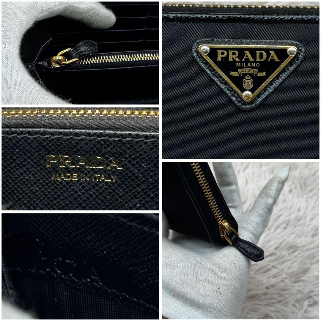 現行 美品✨プラダ トライアングルロゴ サフィアーノ ナイロン 長財布