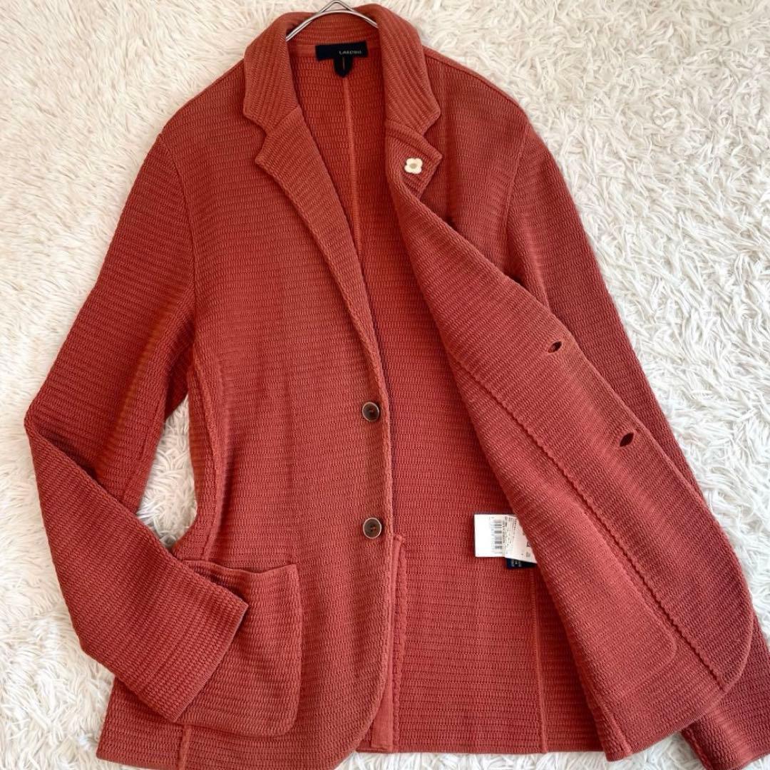 【極美品】ラルディーニ ニットテーラードジャケット ストレッチ ブートニエール