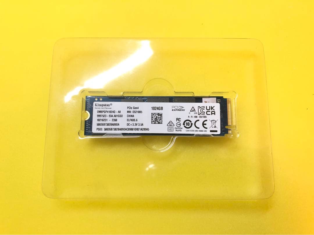 【動作品】Kingston Gen4 m.2 SSD 1024GB(1TB)