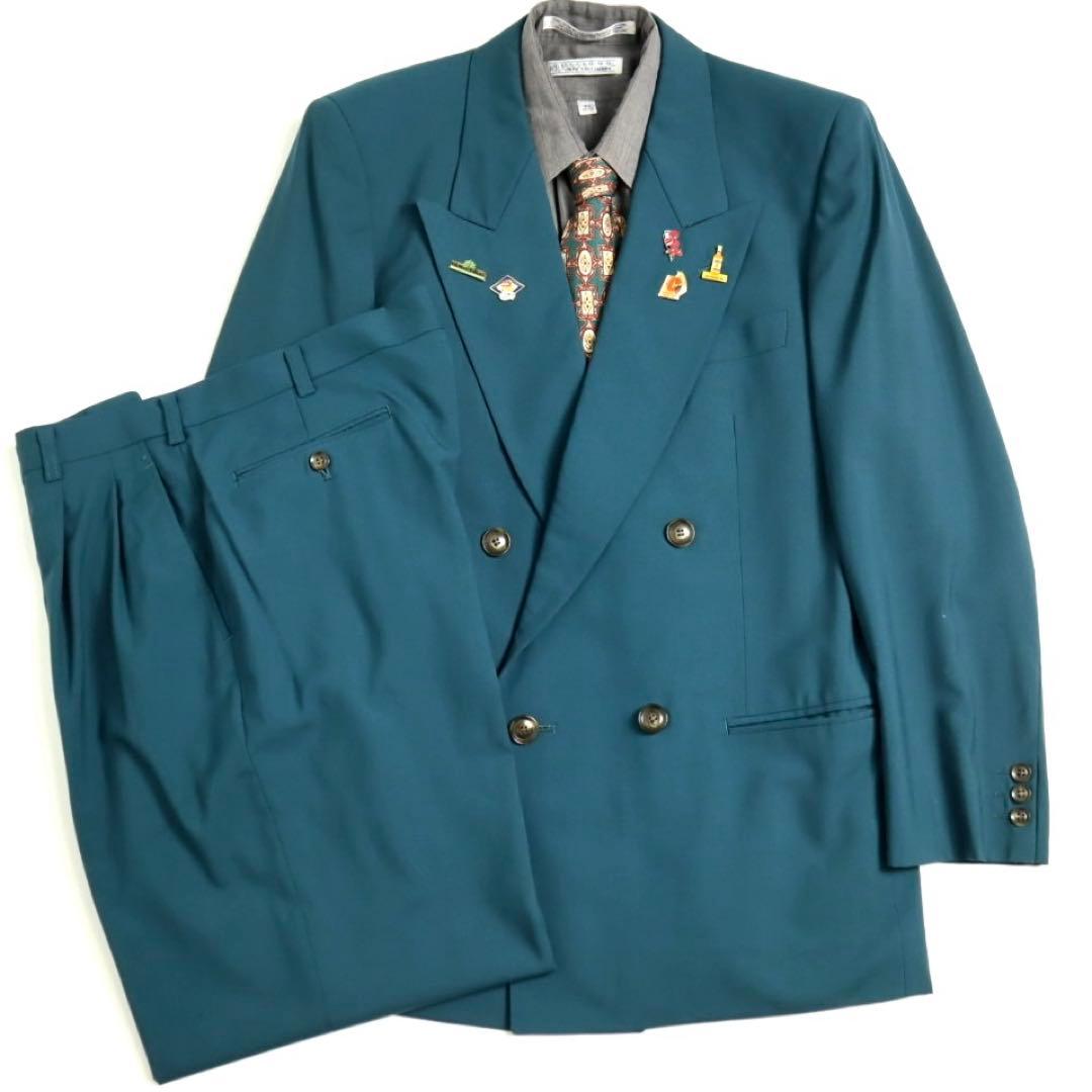 Vintage 80s 90s JUNMEN ダブル セットアップ ピンズ 水色